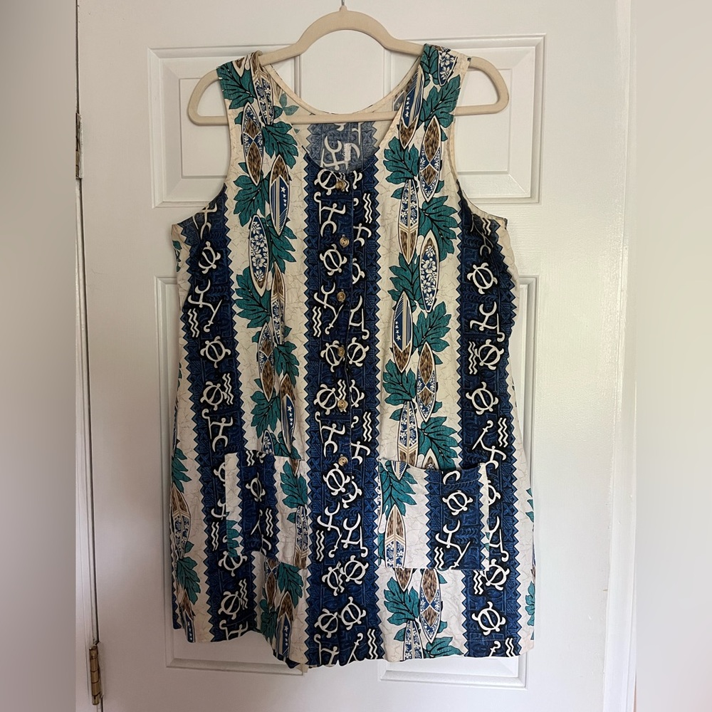 Vintage Tropical Print Romper